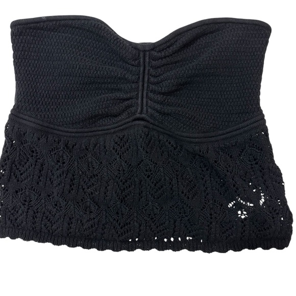 American Eagle black cinced front cropped crochet tube Top XL - Picture 3 of 12